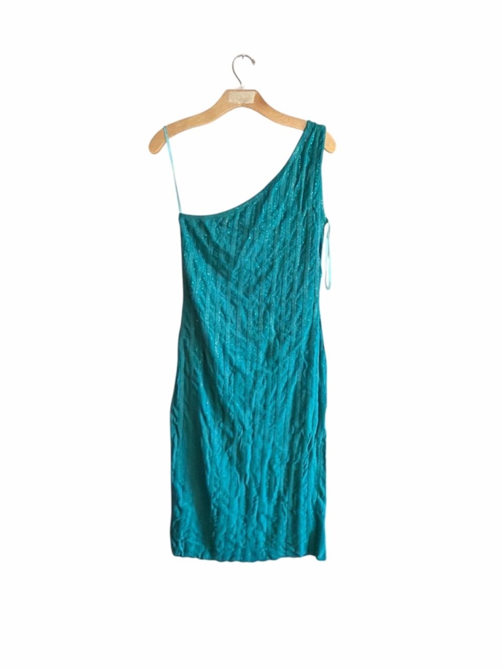 St. John Teal One-Shoulder Evening Dress